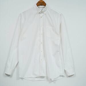 Lacoste Button Down Shirt White 100% Cotton Regular Fit Men's 16.5 FR 42
